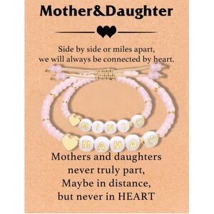 Personalized 'Mama' and 'Mini' Pink Beaded Bracelet Set